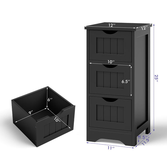 Bathroom Floor Freestanding Storage Organizer with 3 Drawers