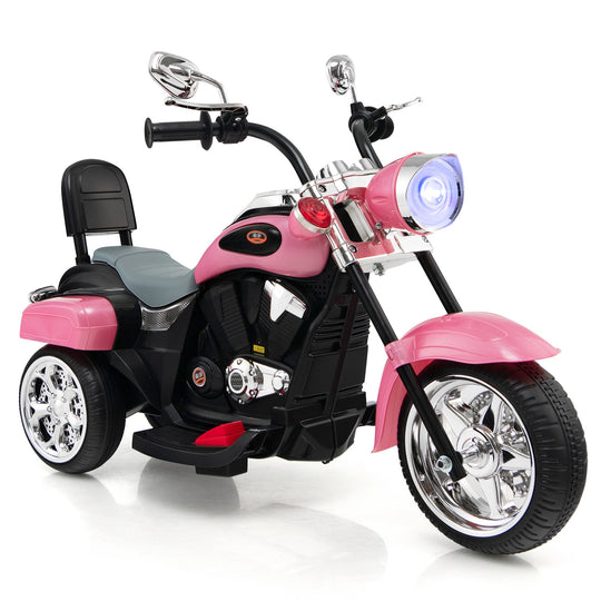 6V Powered Toddler 3-Wheel Motorbike Ride On Toy with Horn and Headlight-Black and White