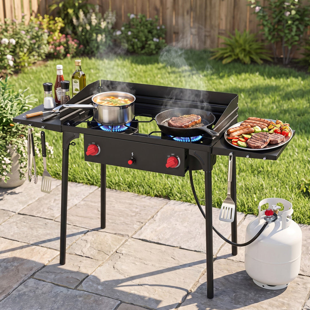 2 Burner Propane Gas Stove 150,000 BTU Outdoor Cooker