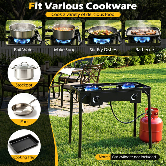 2 Burner Propane Stove 160000 BTU with Adjustable Regulator