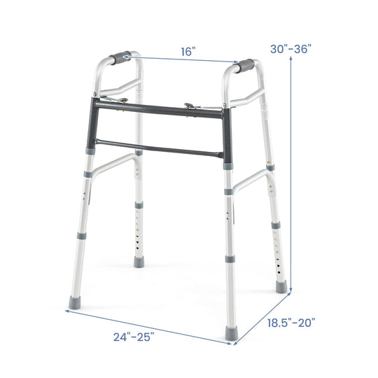 2-Button Folding Walker Lightweight with 7-Level Adjustable Height