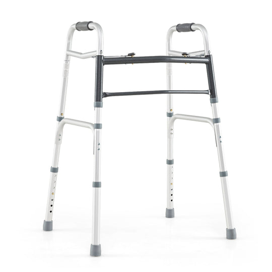 2-Button Folding Walker Lightweight with 7-Level Adjustable Height
