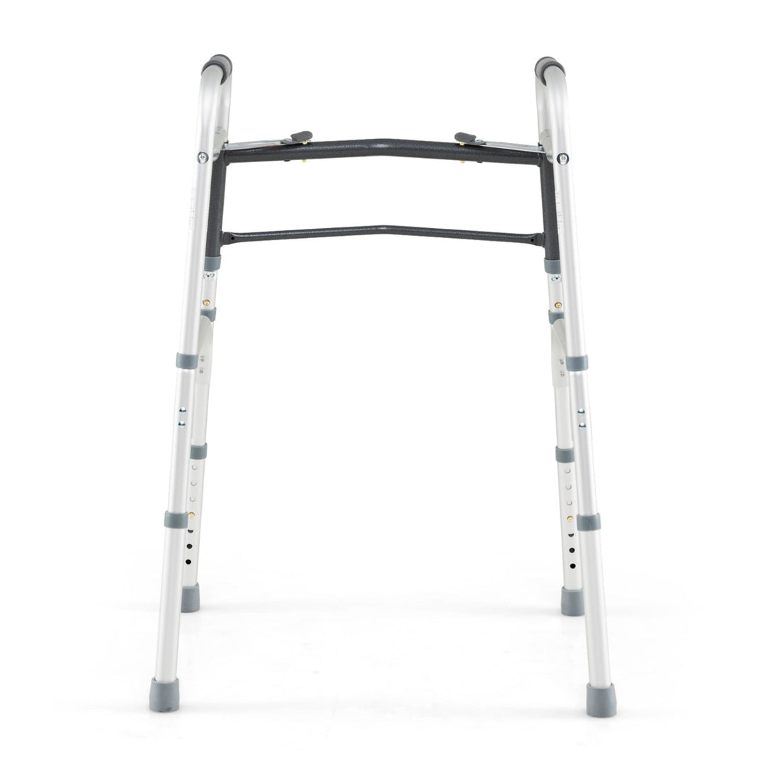 2-Button Folding Walker Lightweight with 7-Level Adjustable Height