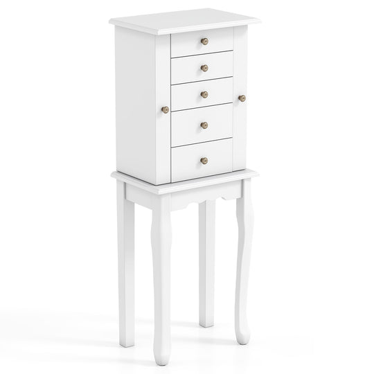 2 Colors Armoire Storage Standing Jewelry Cabinet with Mirror