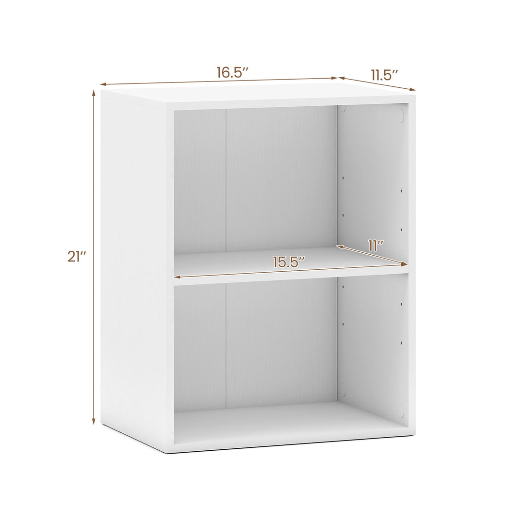 2-Cube Bookcase Floor Standing Open Bookshelf with 5-Position Adjustable Shelf