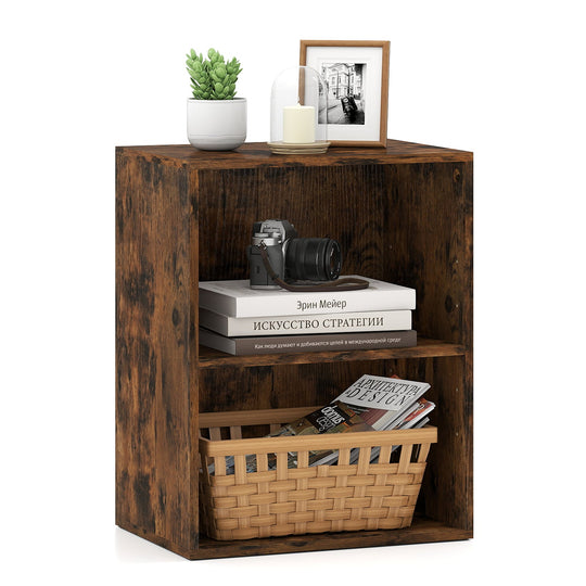 2-Cube Bookcase Floor Standing Open Bookshelf with 5-Position Adjustable Shelf