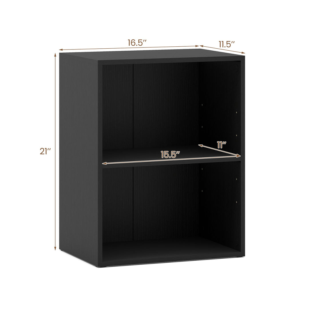 2-Cube Bookcase Floor Standing Open Bookshelf with 5-Position Adjustable Shelf