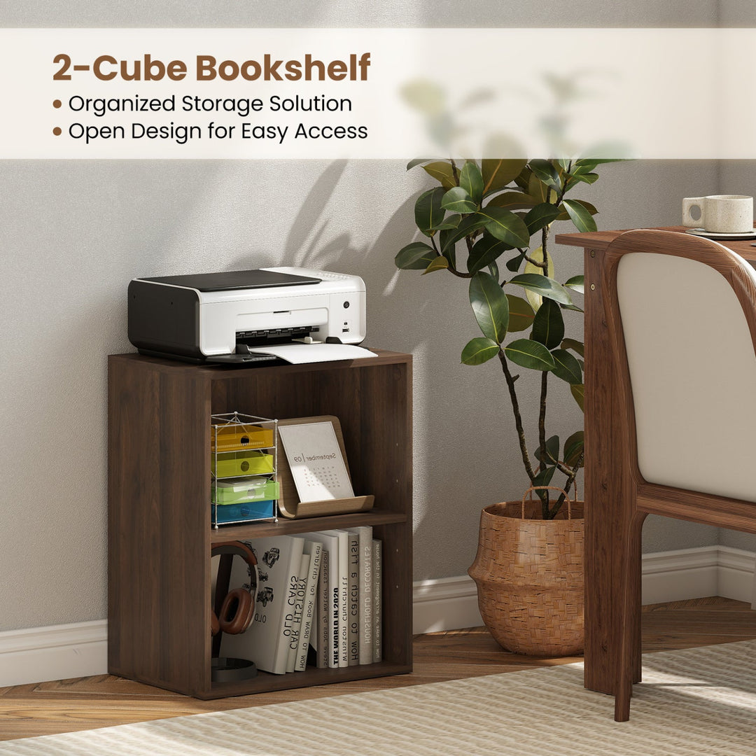2-Cube Bookshelf with Adjustable Shelf - Dark Walnut