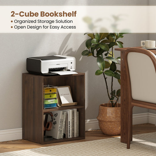 2-Cube Bookshelf with Adjustable Shelf - Dark Walnut