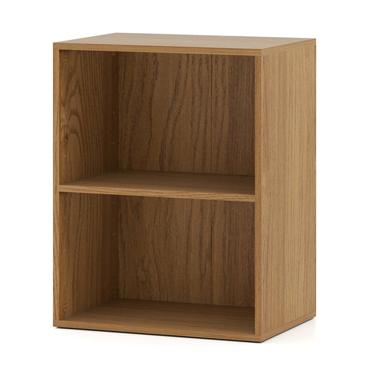 2-Cube Bookcase Set of 2 Floor Standing Open Bookshelf w/ 5-Position Adjustable Shelf