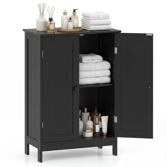 Bathroom Floor Storage Double Door Cupboard Cabinet