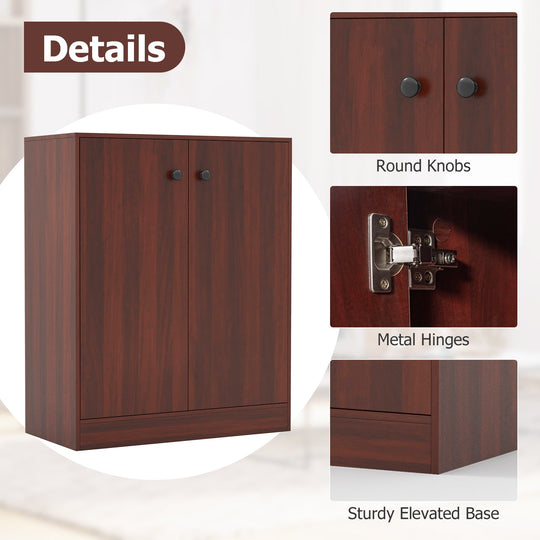 2-Door Modern Floor Storage Cabinet with 3-Tier Shelf