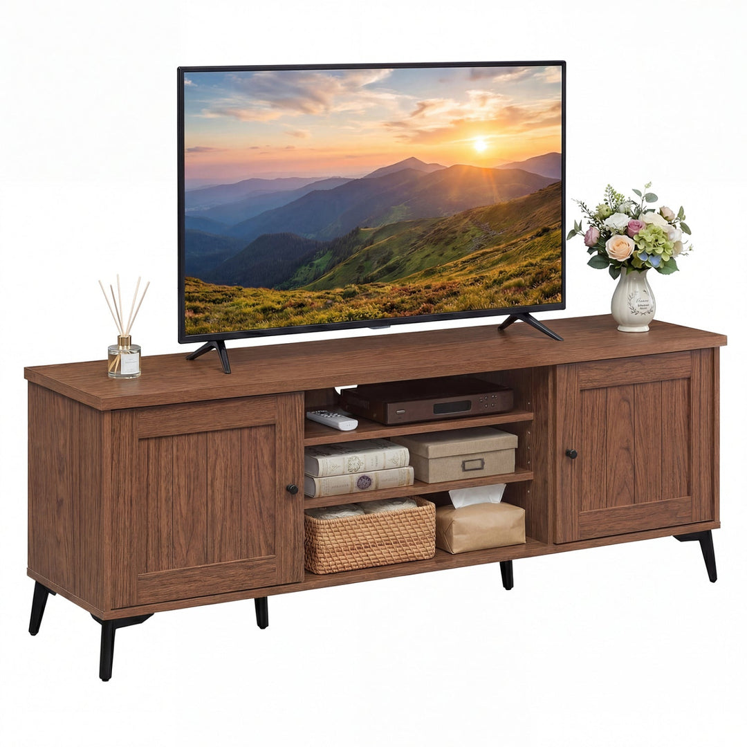 2-Door TV Stand for TVs up to 65 Inch Mid Century Modern Entertainment Center