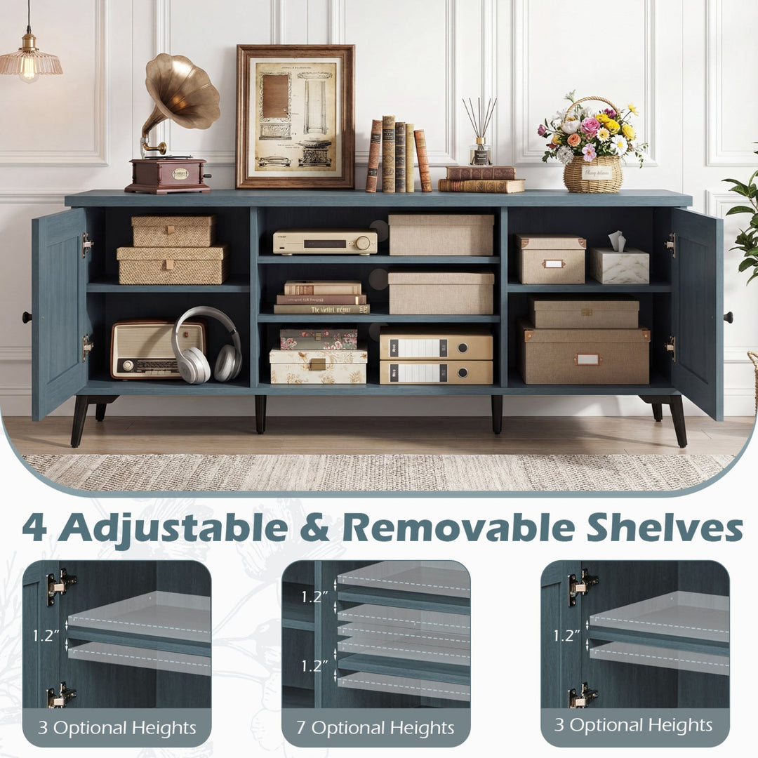 2-Door TV Stand for TVs up to 65 Inch Mid Century Modern Entertainment Center
