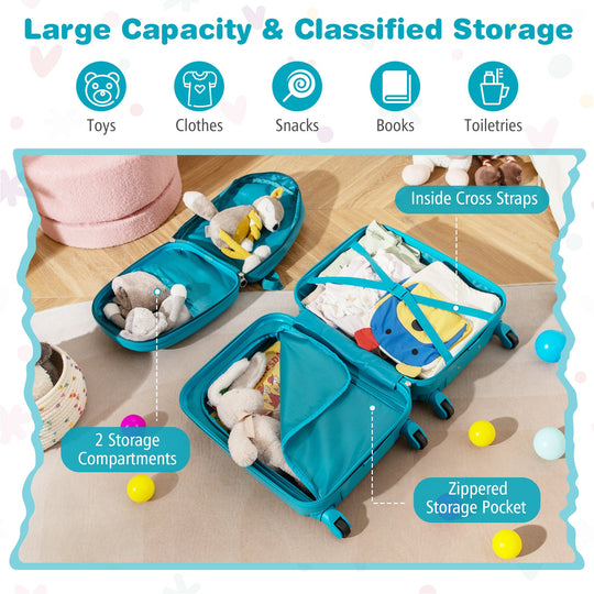 2 PCS Kid Luggage Set With Spinner Wheels for Children Boys Girls