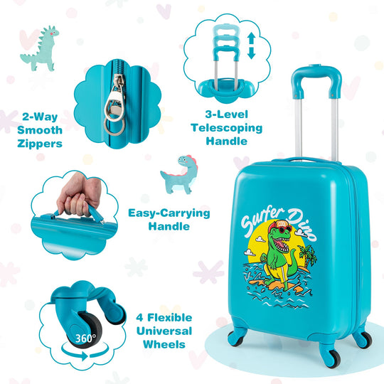 2 PCS Kid Luggage Set With Spinner Wheels for Children Boys Girls