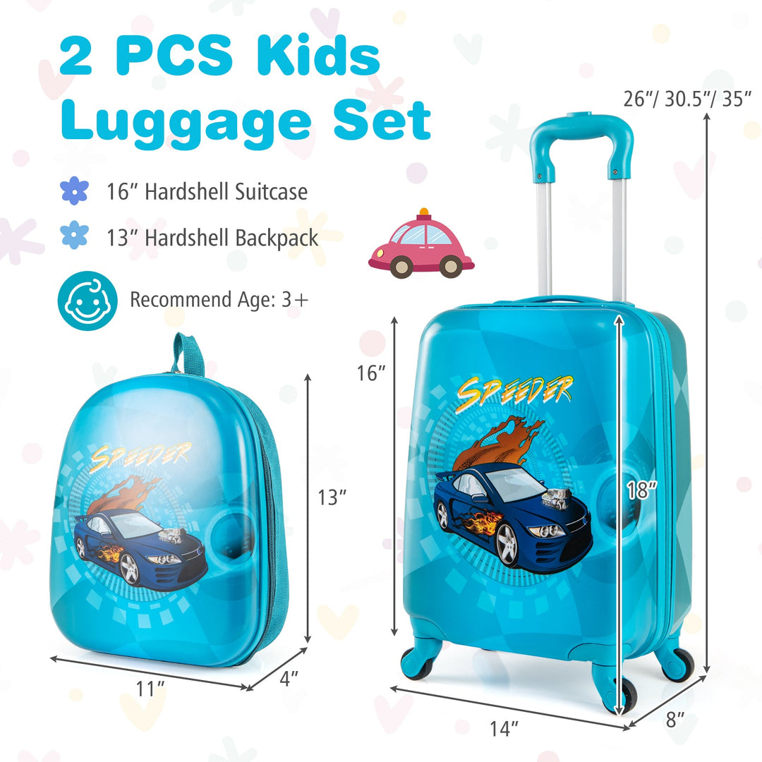 2 PCS Kid Luggage Set With Spinner Wheels for Children Boys Girls