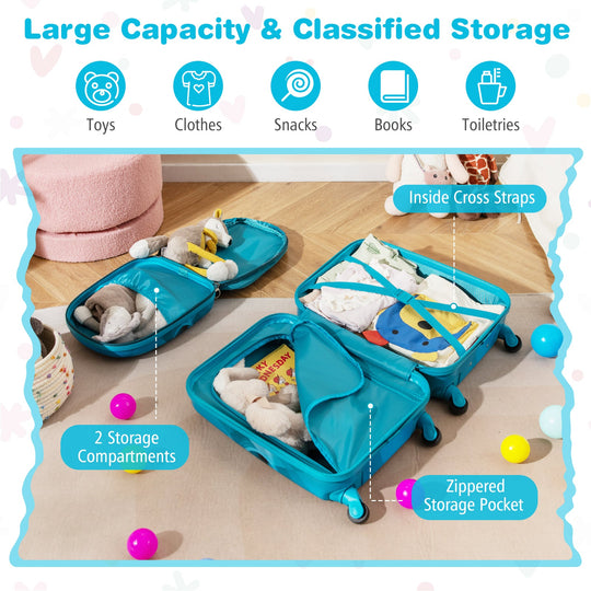 2 PCS Kid Luggage Set With Spinner Wheels for Children Boys Girls