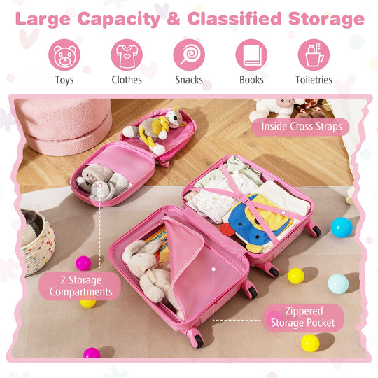 2 PCS Kid Luggage Set With Spinner Wheels for Children Boys Girls