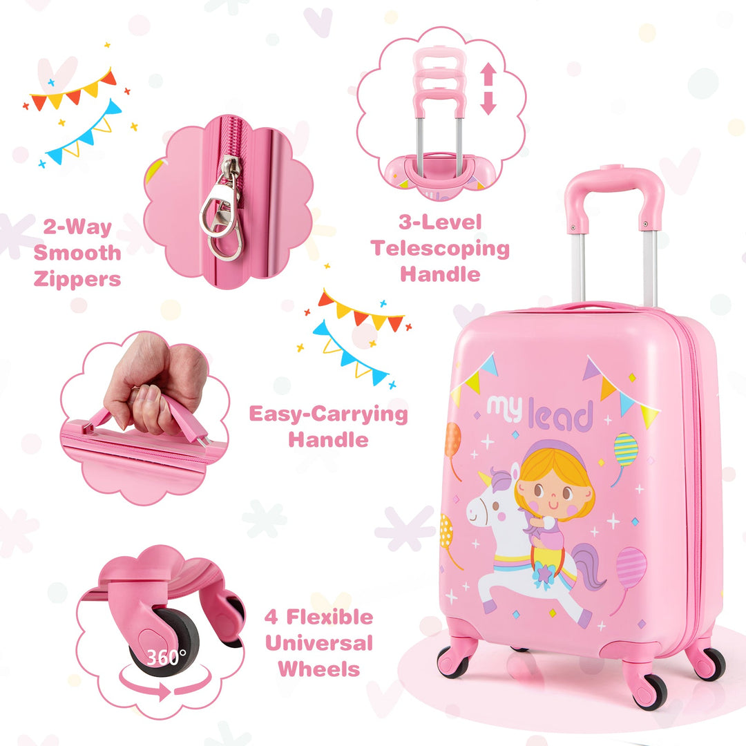 2 PCS Kid Luggage Set With Spinner Wheels for Children Boys Girls