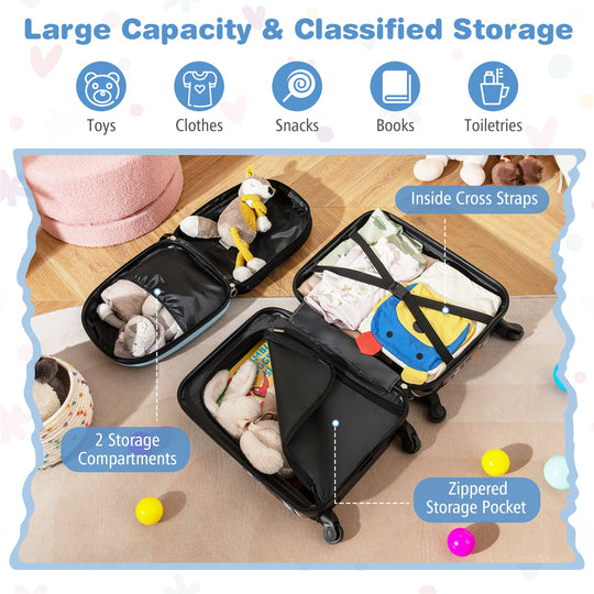 2 PCS Kid Luggage Set With Spinner Wheels for Children Boys Girls