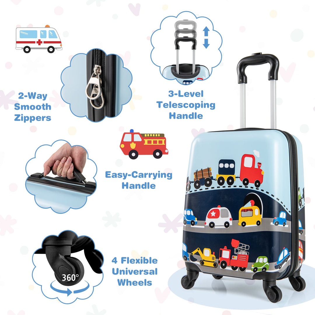 2 PCS Kid Luggage Set With Spinner Wheels for Children Boys Girls
