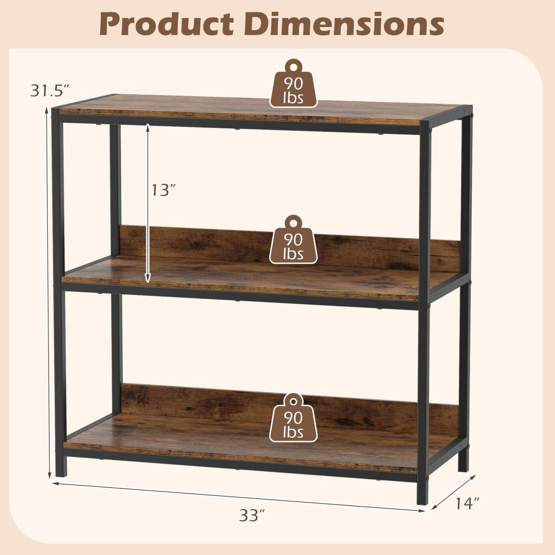 2-Pack 3-Tier Industrial Bookshelf with Metal Frame