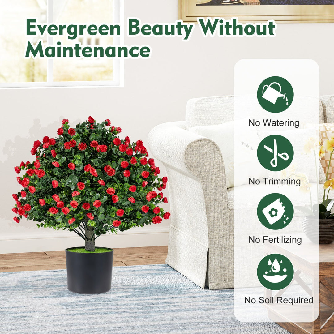 2 Pack Artificial Rose Topiary Ball Trees with PP Cement