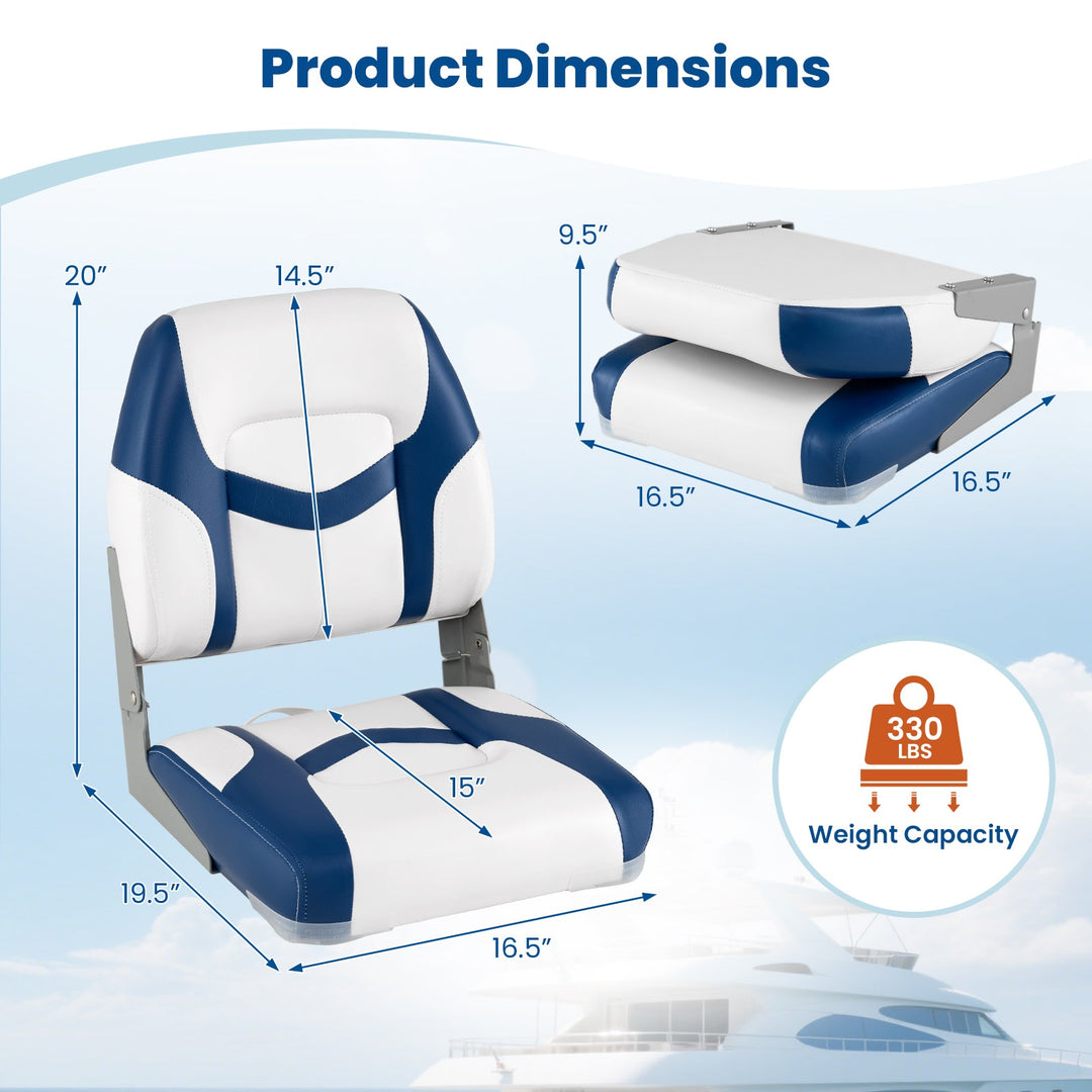 2-Pack Boat Seats with Fixing Bolts and Hinges