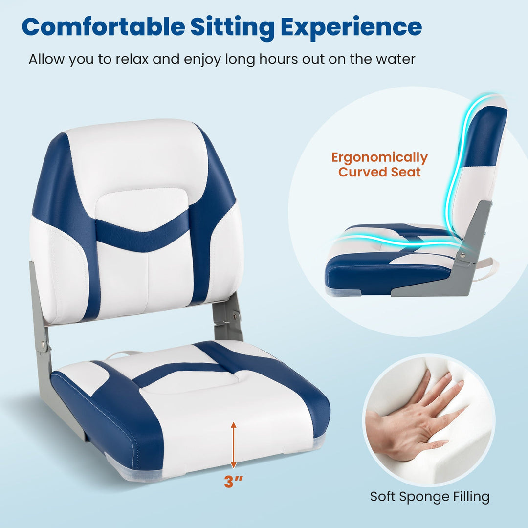 2-Pack Boat Seats with Fixing Bolts and Hinges