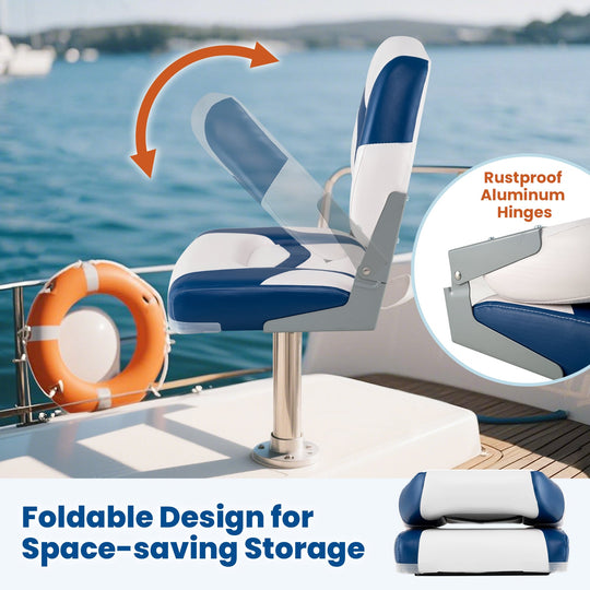 2-Pack Boat Seats with Fixing Bolts and Hinges