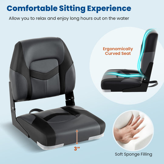 2-Pack Boat Seats with Fixing Bolts and Hinges