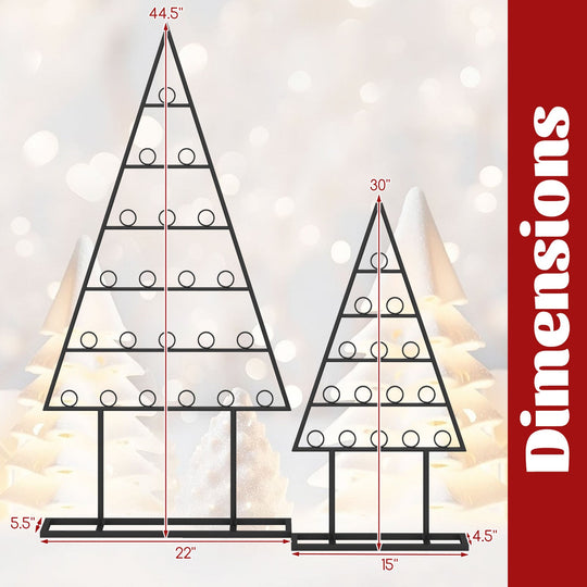 2 Pack Christmas Tree Photo Holder with 36 Round Clips and Metal Hanging Rack-Black