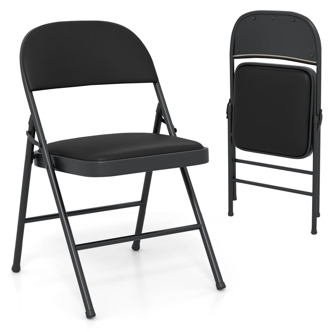 Folding Conference Chairs 4-Pack with Padded Seats - Black