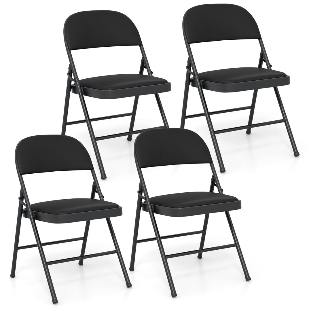 Folding Conference Chairs 4-Pack with Padded Seats - Black