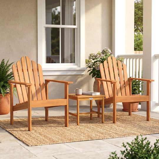 Stackable Adirondack Chairs - Solid Acacia Wood (2-Pack)