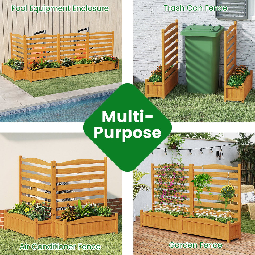 2-Panel Freestanding Outdoor Wood Privacy Screen-Yellow