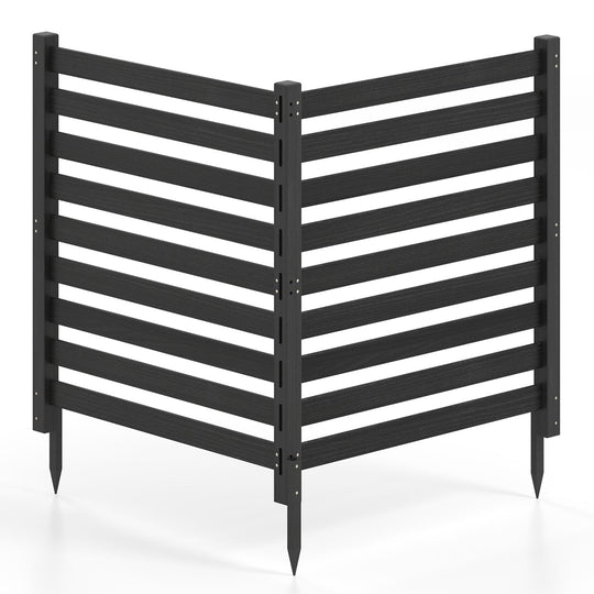 2-Panel Wooden Outdoor Privacy Fence with Ground Stakes