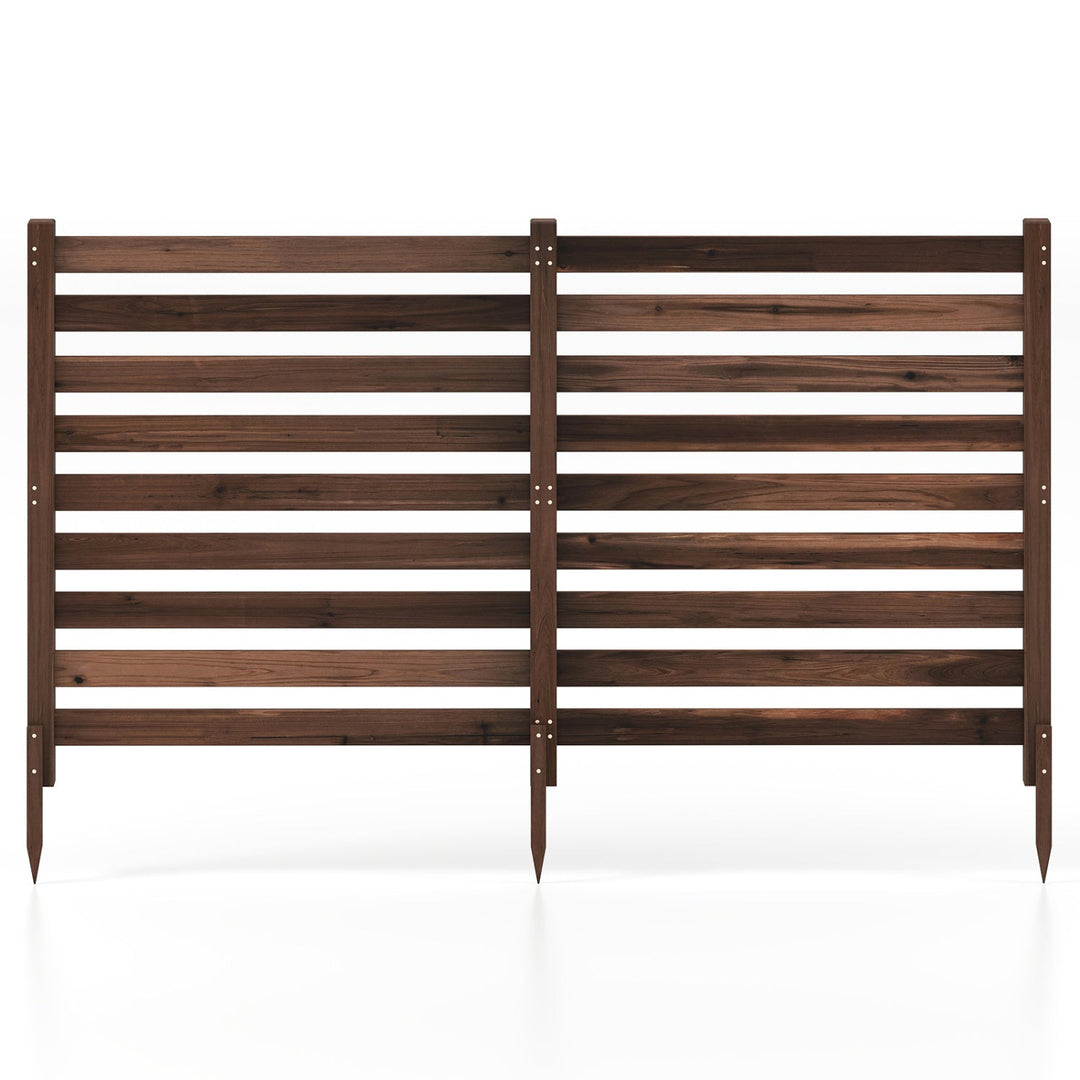 2-Panel Wooden Outdoor Privacy Fence with Ground Stakes