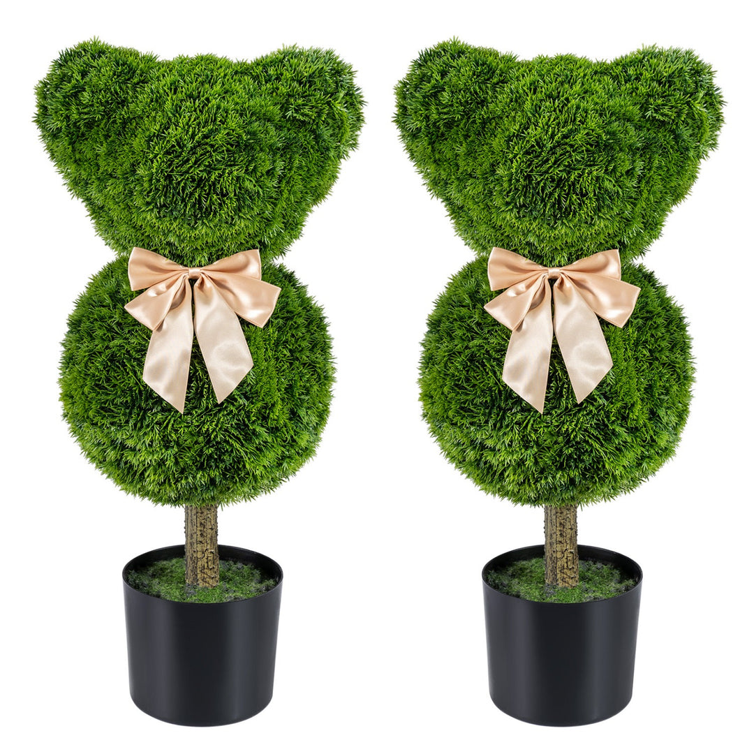 2 Pieces Bear Topiary Trees with Pots Sun-resistant Bear