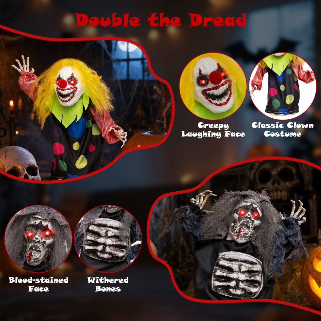 Halloween Animatronic Clown & Reaper Tabletop Decorations Set
