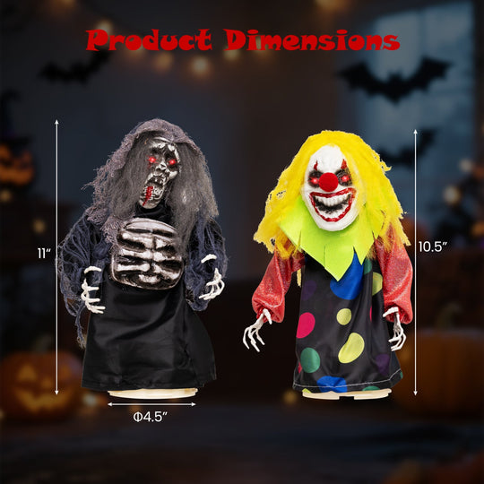 Halloween Animatronic Clown & Reaper Tabletop Decorations Set