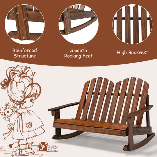 2 Person Adirondack Rocking Chair with Slatted seat