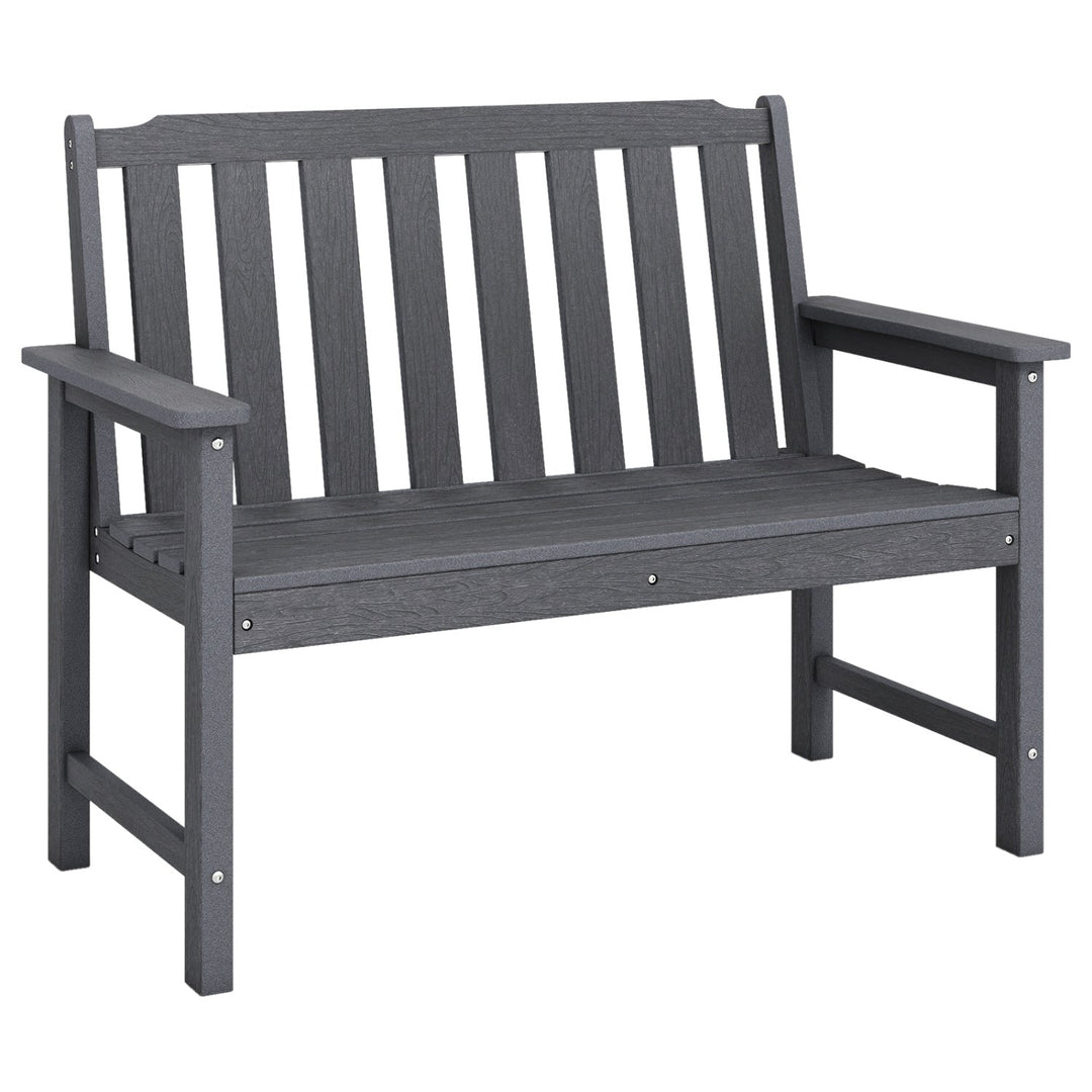 2-Person HDPE Outdoor Garden Bench with Backrest