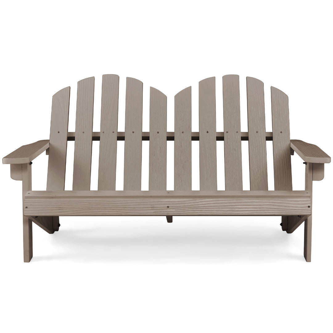 2 Person Fir Wood Adirondack Chair with High Backrest-Gray
