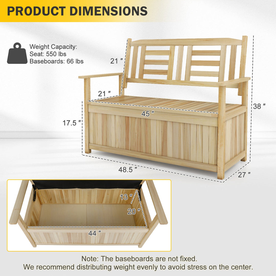 2-Person Storage Bench with 49 Gallon Capacity and Backrest