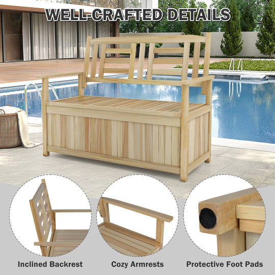 2-Person Storage Bench with 49 Gallon Capacity and Backrest