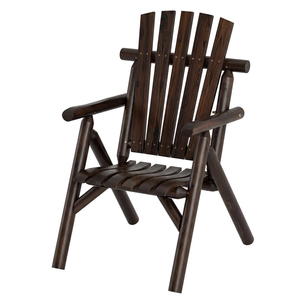 Solid Wood Patio Chair with Curved Seat and Slatted Backrest