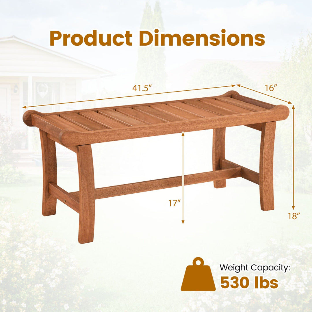 2-Person Outdoor Wood Bench with Slatted Seat - Set of 2