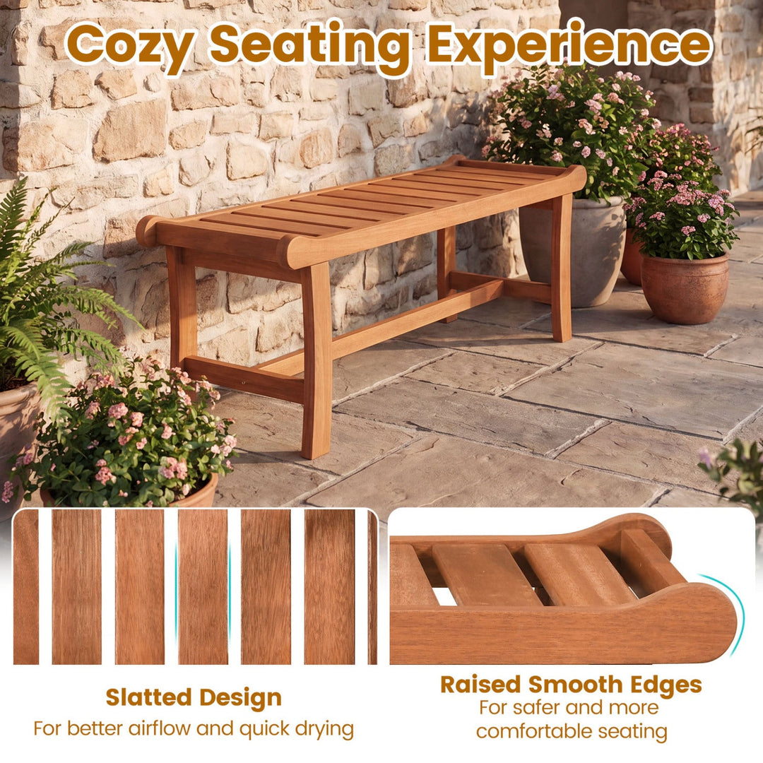 2-Person Outdoor Wood Bench with Slatted Seat - Set of 2